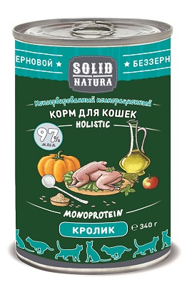 Solid Natura Holistic Кролик влажный корм для кошек жестяная банка 0,34 кг