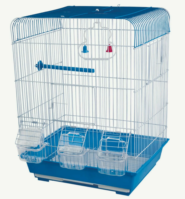 B3109-BL Клетка для птиц "Дом М" "Чистый котик" синий