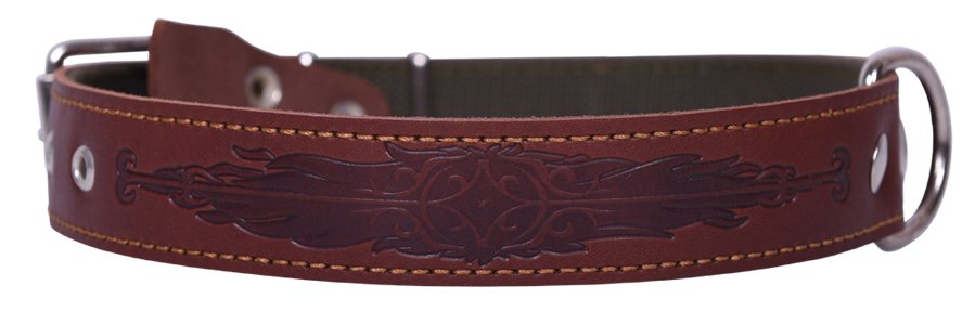 Ошейник 35 кожа + брезент тисненый