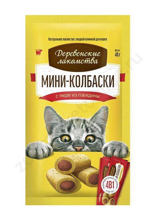 "ДЕРЕВЕНСКИЕ ЛАКОМСТВА" Д/КОШЕК МИНИ-КОЛБАСКИ С ПЮРЕ ИЗ ГОВЯДИНЫ 10г 72504079