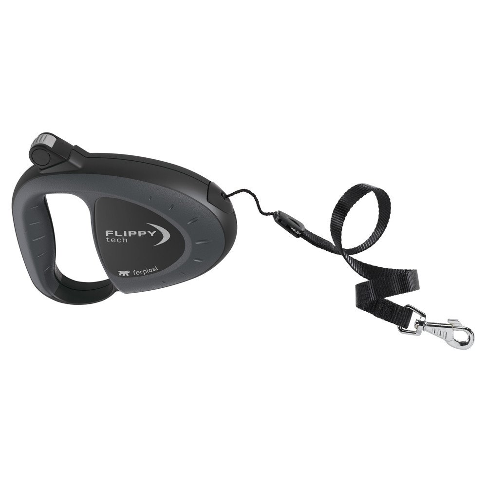 Поводок-рулетка FLIPPY TECH MEDIUM черный- шнур 5м, 25 кг