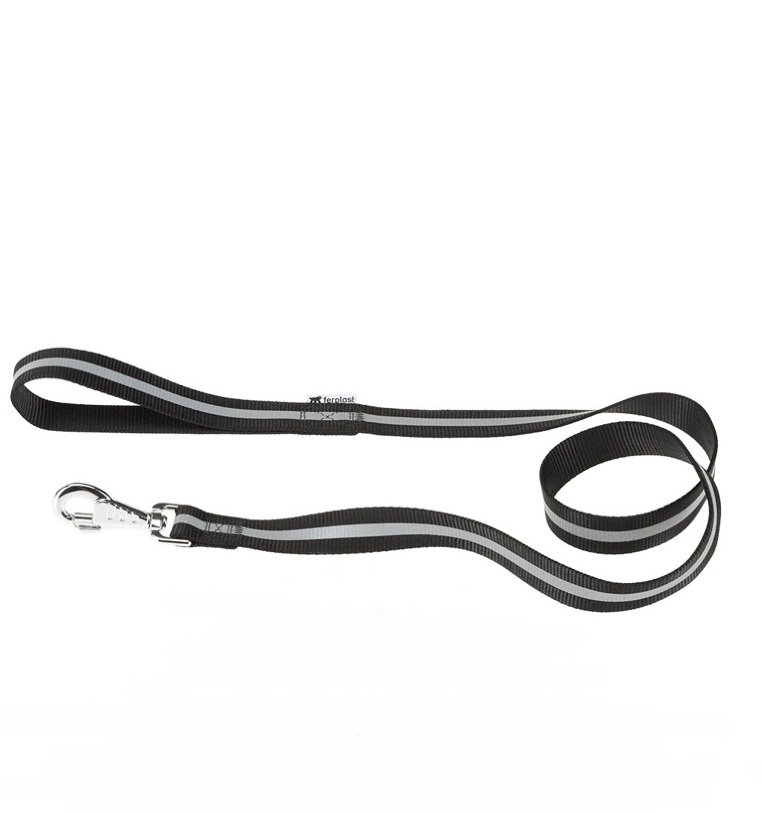 Поводок CLUB REFLEX 25/120 черный, со светоотражающей полоской