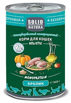Solid Natura Holistic Кролик влажный корм для кошек жестяная банка 0,34 кг