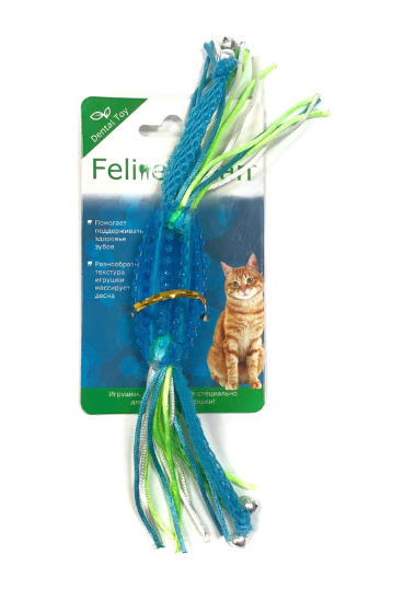 Feline Clean игрушка для кошек Dental Конфетка прорезыватель с лентами, резина
