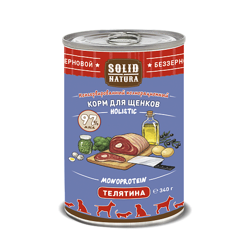 Solid Natura Holistic Ягнёнок влажный корм для собак жестяная банка 0,34 кг
