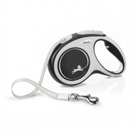 ПОВОДОК-РУЛЕТКА "FLEXI NEW COMFORT M" Д/СОБАК 5м 25кг ЛЕНТА,ЧЕРНЫЙ 3646