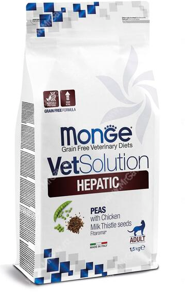 Диетический корм Monge VetSolution Cat Hepatic Гепатик для кошек при заболеваниях печени 400 г