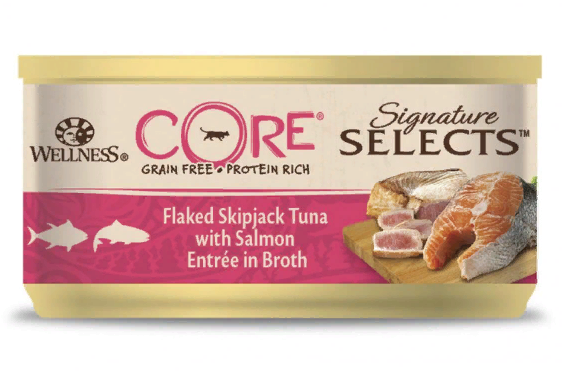 CORE SIGNATURE SELECTS консервы из тунца с лососем в виде кусочков в бульоне для кошек 79 г