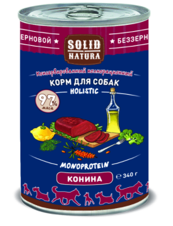 Solid Natura Holistic Конина влажный корм для собак жестяная банка 0,34 кг