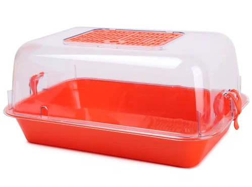 Террариум средний с пластиковой дверкой полупрозрачный 40х27х18см