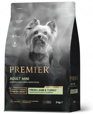 Premier Dog Lamb & Turkey ADULT Mini (Свежее мясо ягненка с индейкой для собак мелких пород) 3 кг