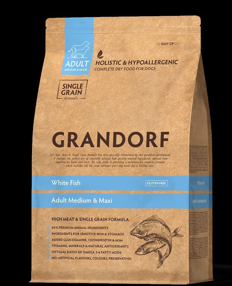 NEW GRANDORF DOG White Fish MED & MAXI (белая рыба для собак средних и крупных пород) 1 кг