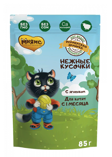 Мнямс Нежные кусочки с ягненком для котят "Фермерская ярмарка" 85г