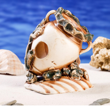 Декорации для аквариума "Амфора на ракушке", микс