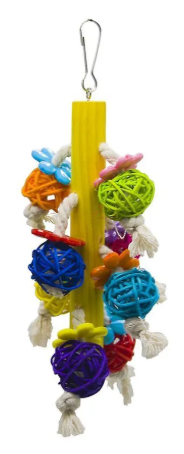Игрушка WOGY д/птиц Столбик 20х13см с шариками из ротанга, микс арт.2025-0548 Код275672