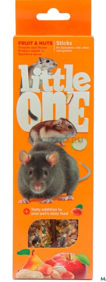 Little One: палочки 55гр*2шт д/хомяков, крыс, мышей и песчанок с фруктами и орехами