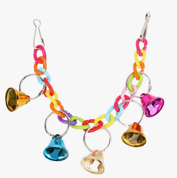 Игрушка для птиц Цветная цепочка с колокольчиками 5/5/3 см