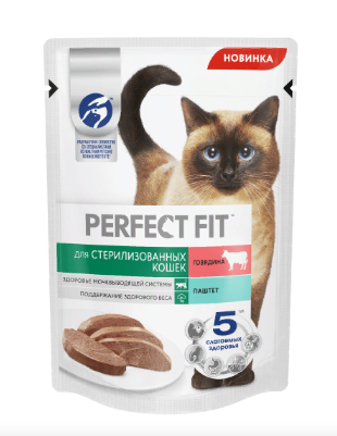 PERFECT FIT пауч д/стер.кош с говядиной паштет 75г