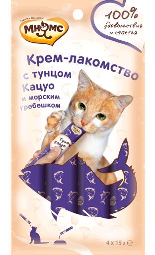 Мнямс Крем-лакомство с тунцом Кацуо и морским гребешком 15 г