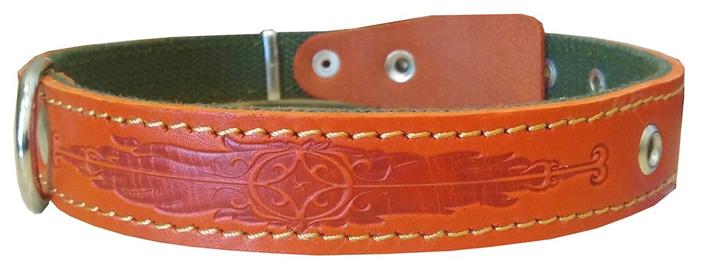 Ошейник 25 кожа+брезент тисненый