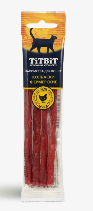 ЛАКОМСТВО "TITBIT" КОЛБАСКИ ФЕРМЕРСКИЕ Д/КОШЕК ЗОЛОТАЯ КОЛЛЕКЦИЯ 021743