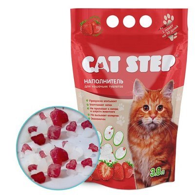 CAT STEP 3,8л КЛУБНИКА Силикатгель Наполнитель д/кошачьих туалетов