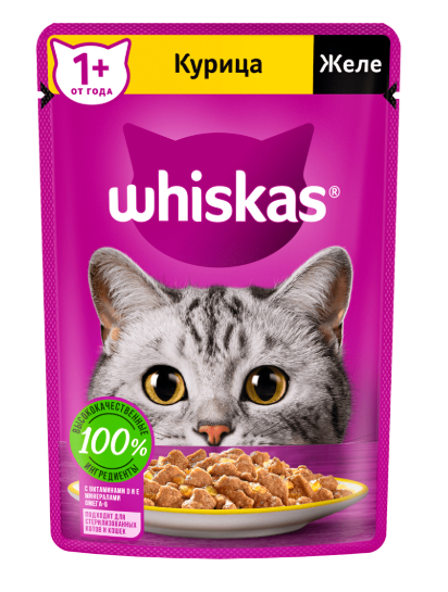 Вискас желе курица 85г.