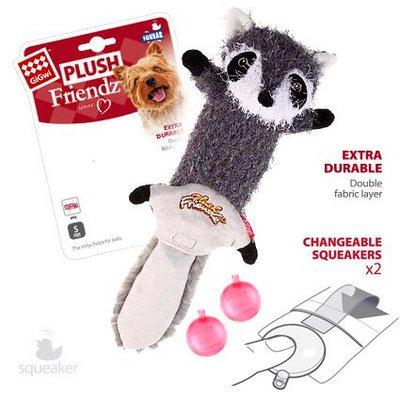 GiGwi PLUSH FRIENDZ Игрушка мягкая для собак "Енот с пищалкой", 170мм