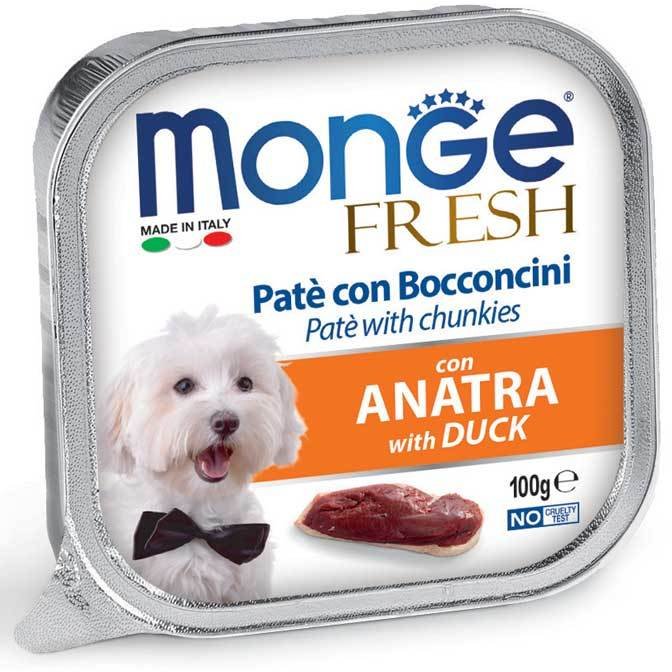 Влажный корм Monge Dog Fresh для собак, с уткой, консервы 100 г