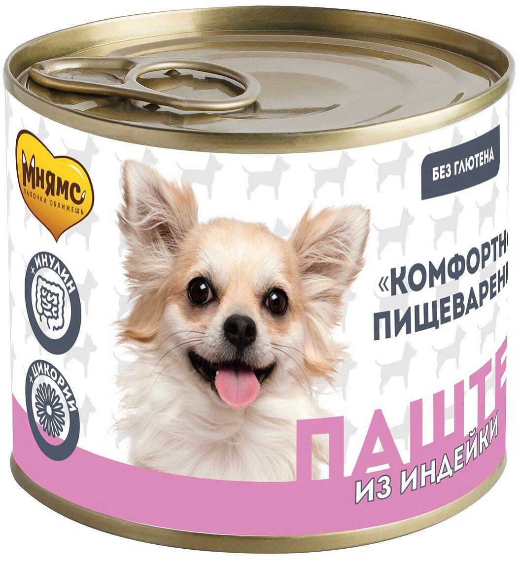 Мнямс Паштет из индейки для собак всех пород «КОМФОРТНОЕ ПИЩЕВАРЕНИЕ» 200 г