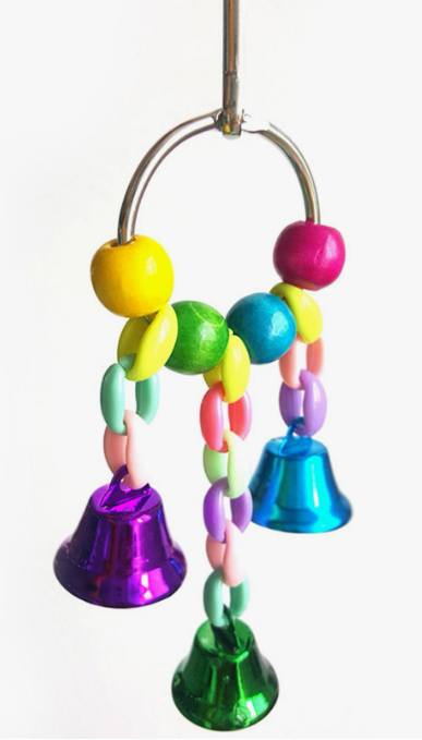 Игрушка для птиц Цветная цепочка с колокольчиками 5/5/3 см