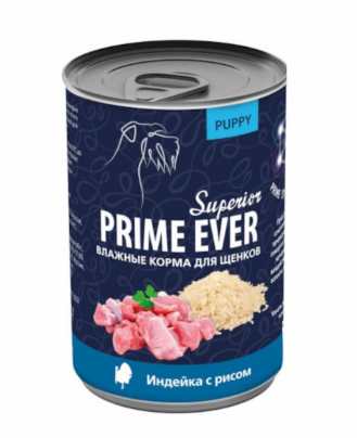 Prime Ever Superior индейка с фасолью влажный корм для собак жестяная банка 0.4 кг