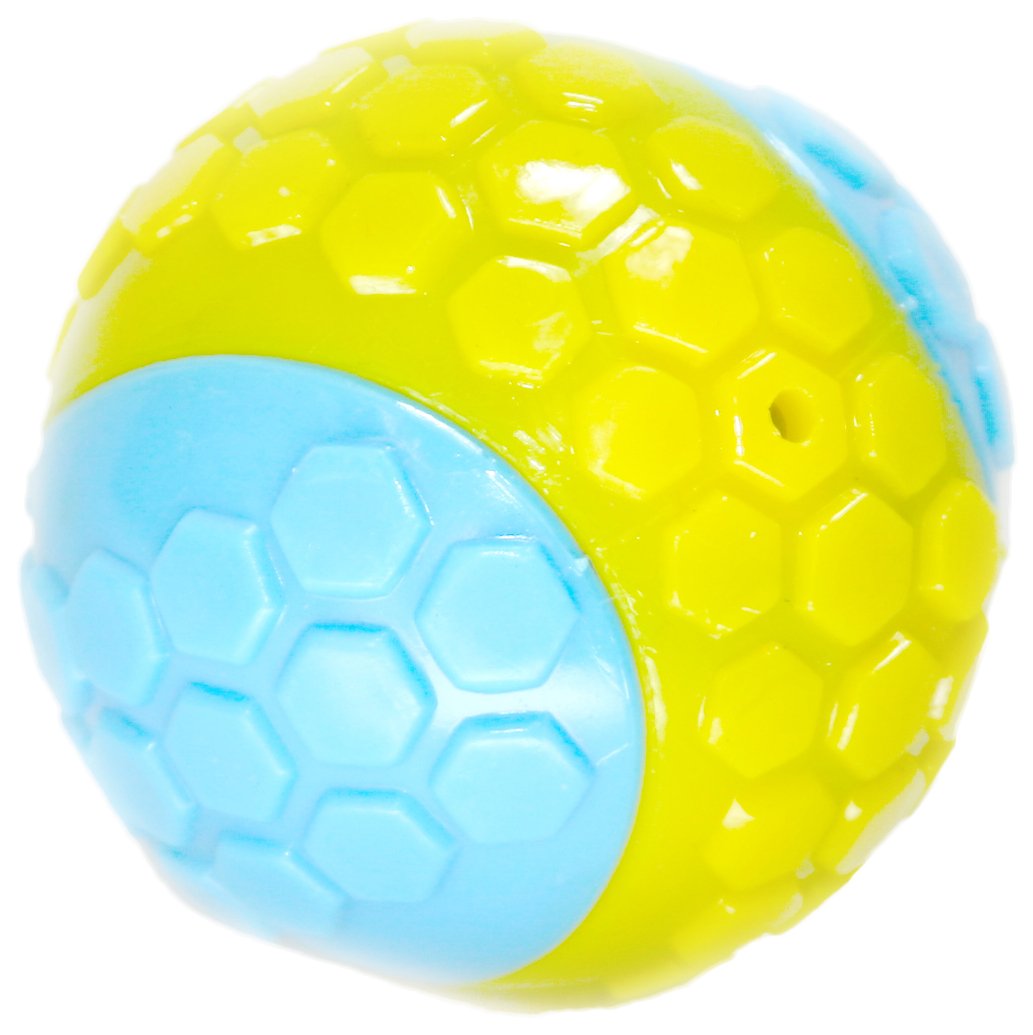 79004 Мяч резиновый двухцветный с пишалкой и погремушкой