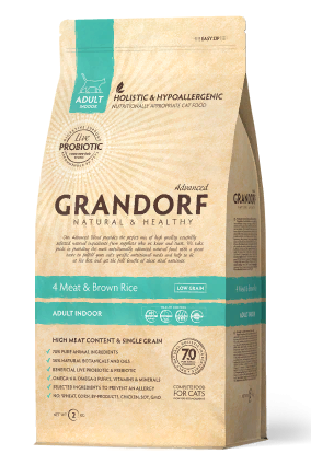NEW GRANDORF CAT 4 Meat PRIBIOTIC INDOOR (4 мяса с прибиотиками для кошек) 2кг
