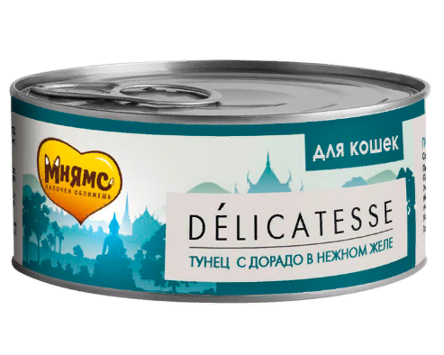 Влажный корм Мнямс для кошек Тунец с дорадо в нежном желе 70 г