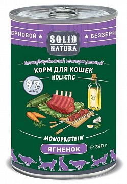 Solid Natura Holistic Ягнёнок влажный корм для кошек жестяная банка 0,34 кг