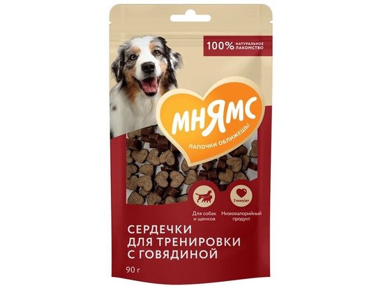 Мнямс Тренировочные лакомства для собак "Сердечки" с говядиной 90г
