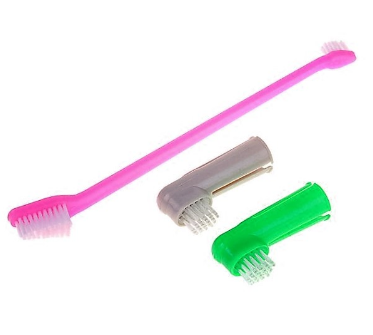 Набор зубная щетка двухсторонняя и 2 щетки-напальчника