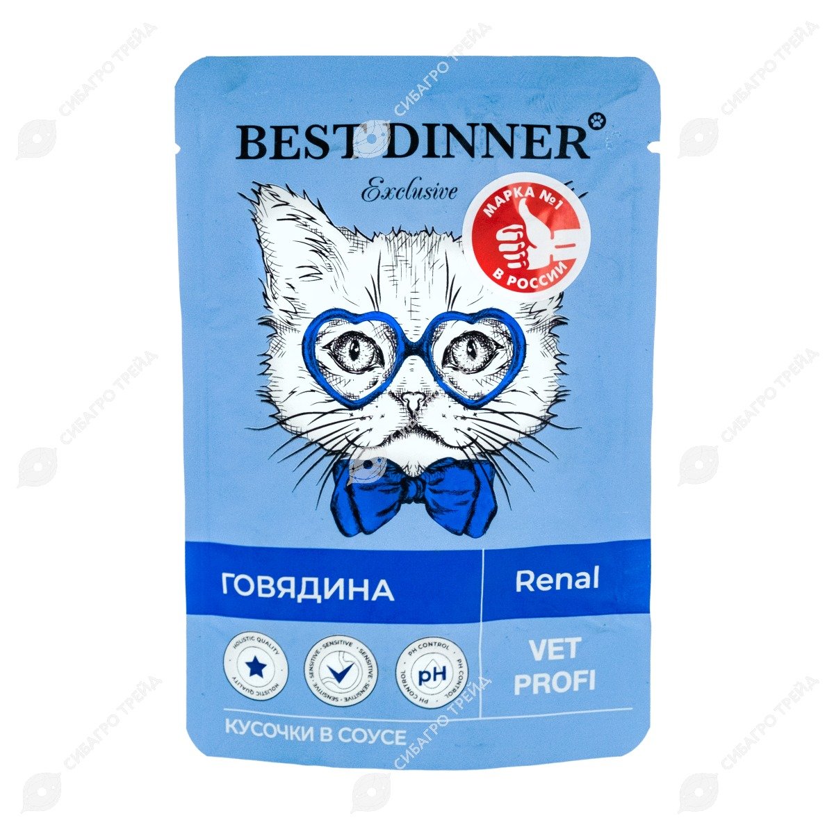"BEST DINNER EXCLUSIVE" VET PROFI RENAL ПАУЧ Д/КОШЕК 85г (КУСОЧКИ В СОУСЕ С ГОВЯДИНОЙ) 3400