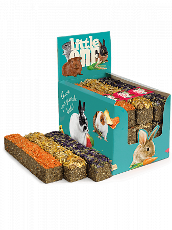 ЛАКОМСТВО "LITTLE ONE" ПАЛОЧКА ИЗ ЛУГ.ТРАВ С ТОППИНГОМ (МОРКОВЬ,КАЛЕНДУЛА,МАЛЬВА) 85г 6053