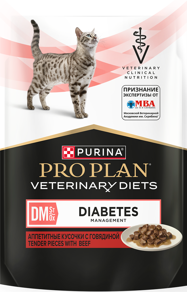 PPVD FELINE DM д/К CiG Говядина (при диабете) 85гх26