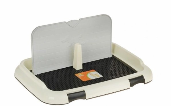 Туалет для собак 46,5 х 35,5 х 5,5 см, со съемным бортом, решеткой и столбиком, в асс