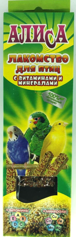 Палочки-лакомство ПТИЦЫ "Алиса" с вит/минер 2*35гр