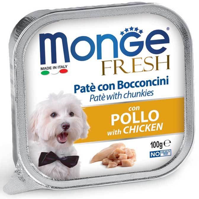 Влажный корм Monge Dog Fresh для собак, с курицей, консервы 100 г
