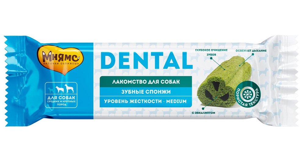 Лакомство Мнямс DENTAL для собак "Зубные спонжи" с эвкалиптом 25г