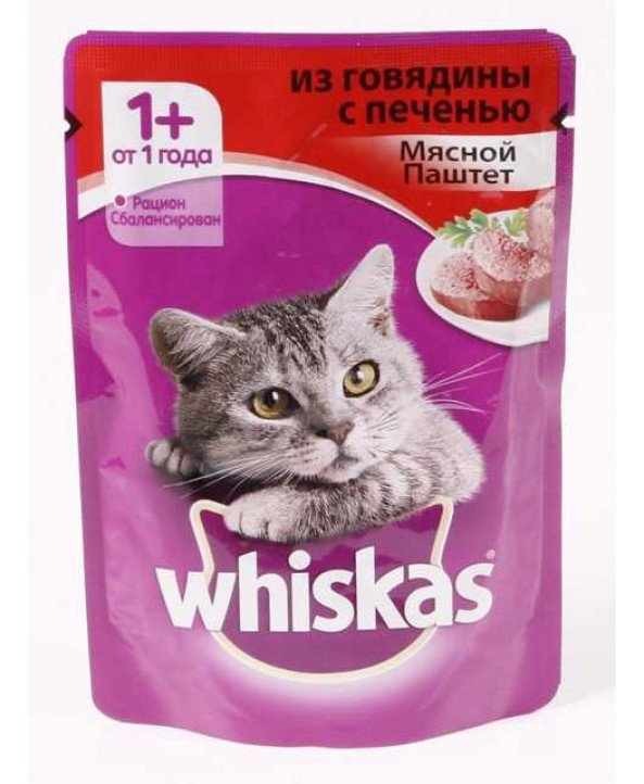 Вискас паштет говяд/печень 85г.