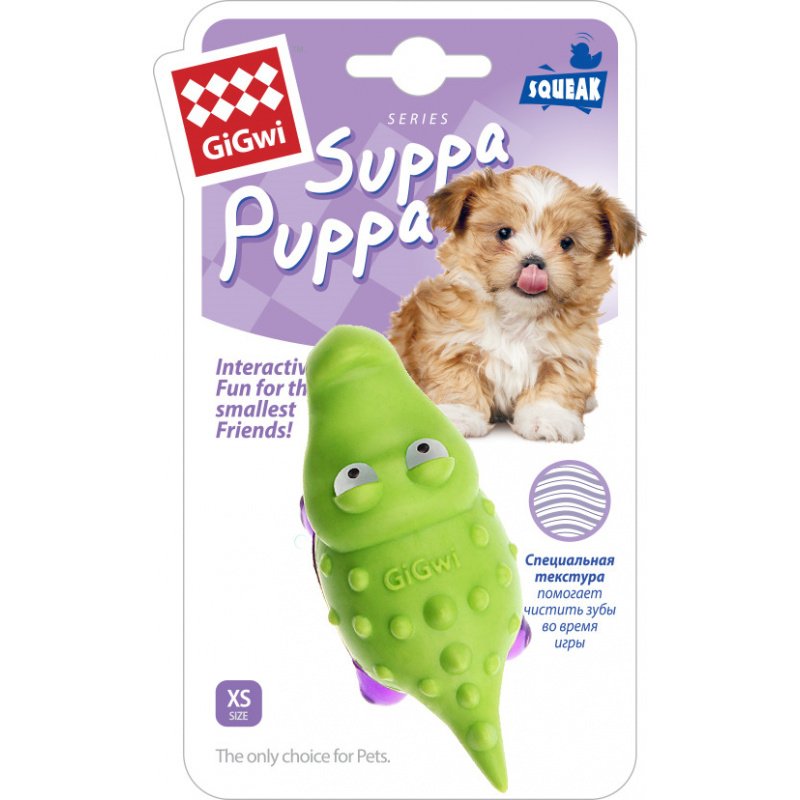 75454 Игрушка для маленьких собак Крокодильчик с пищалкой 10см, серия SUPPA PUPPA, GiGwi