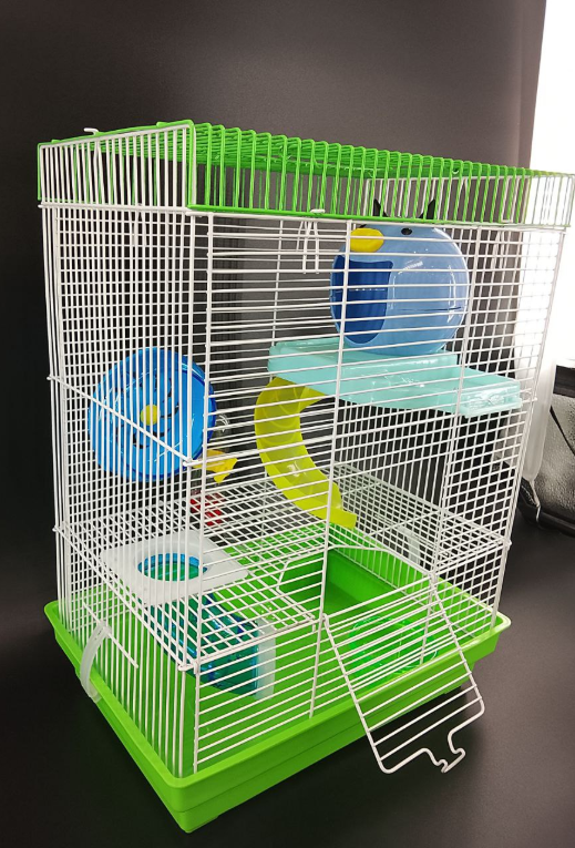 M005-GN Клетка для грызунов "Вилла 2М" двухэтажная "Чистый котик" зеленый
