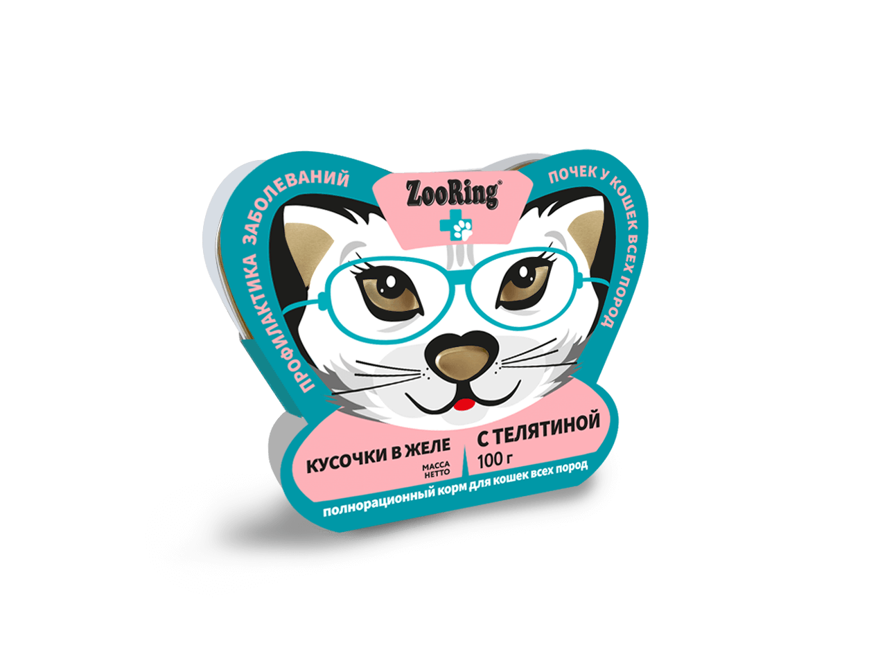 ZooRing Кусочки в желе с Tелятиной для профилактики заболеваний почек, 100 гр