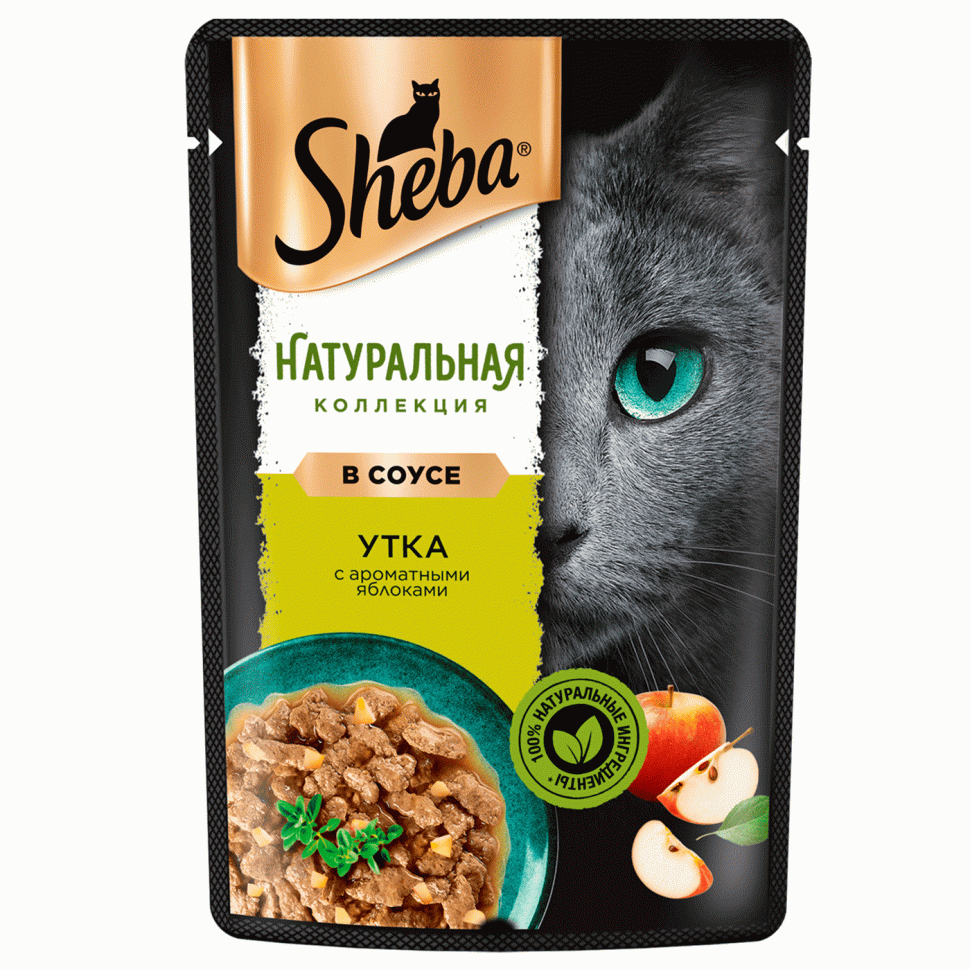 Корм д/кошек Sheba Nature's Collection утка с яблоком рагу 75гр